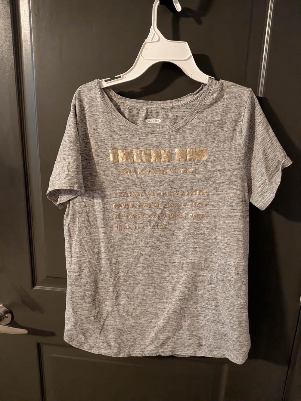 Gray Heather "Unicorn Mom" Graphic Tee with Gold Foil